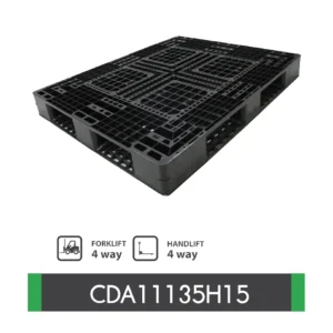 พาเลทพลาสติกส่งออก : CDA11135H15  Size : 1,100 x 1,350 x 150 mm.